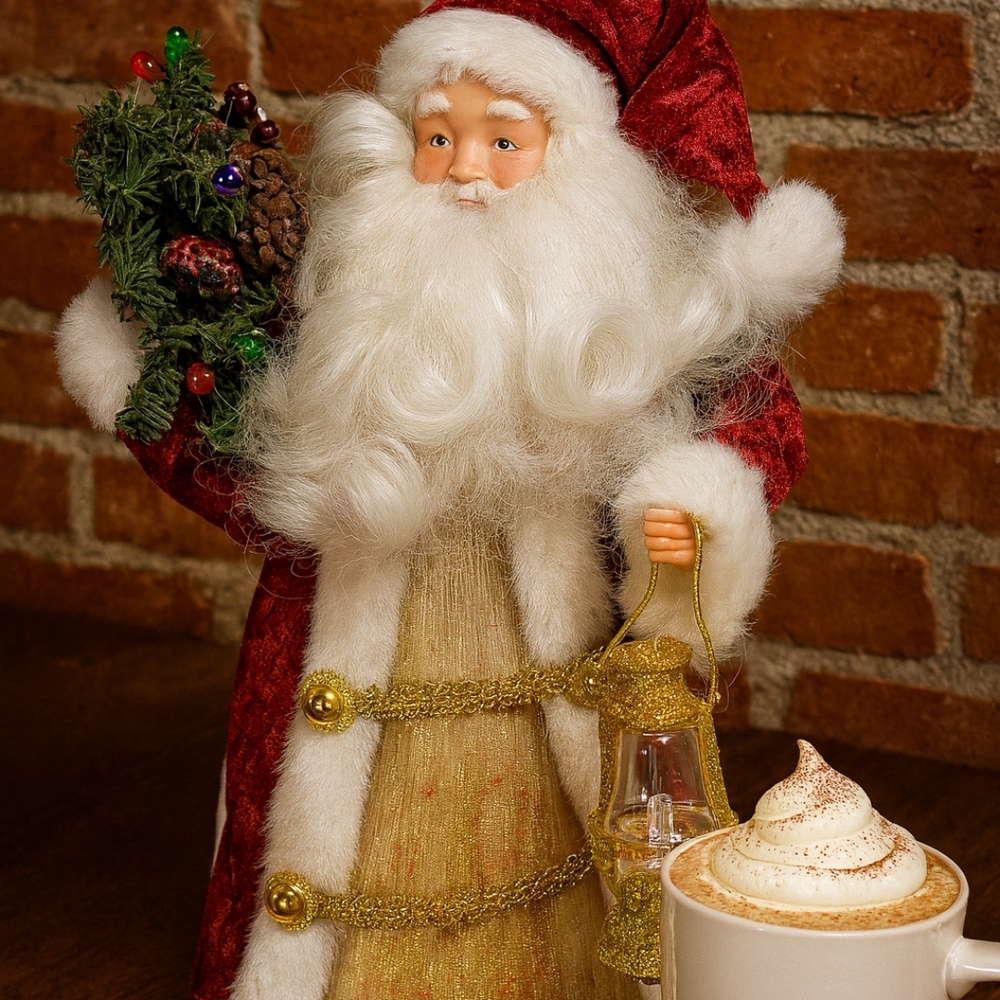 Festive Santa Claus Figurine with Gold and Red Accents